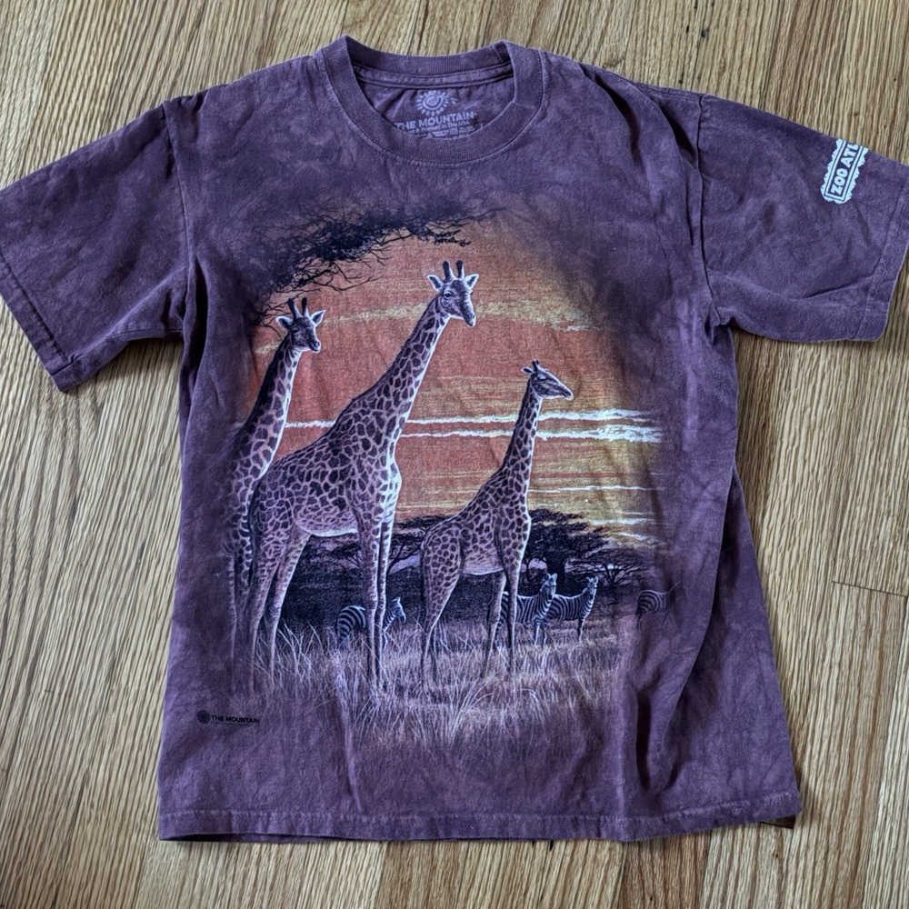 The Mountain Atlanta Zoo Giraffe Shirt Mens Purple Safari Tie Dye Tee